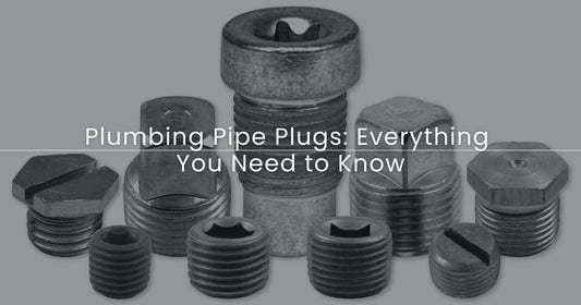 Various metal plumbing pipe plugs in different shapes and sizes used for sealing and leak prevention.
