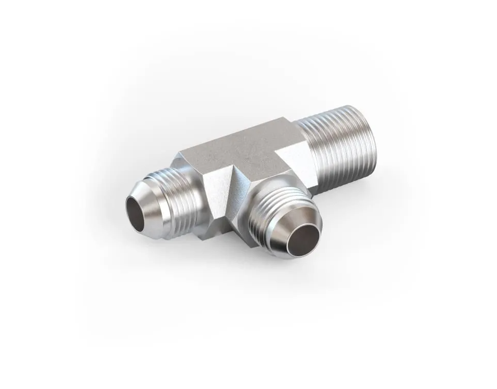 2605 Male Jic - Male Pipe - Male Jic Run Tee