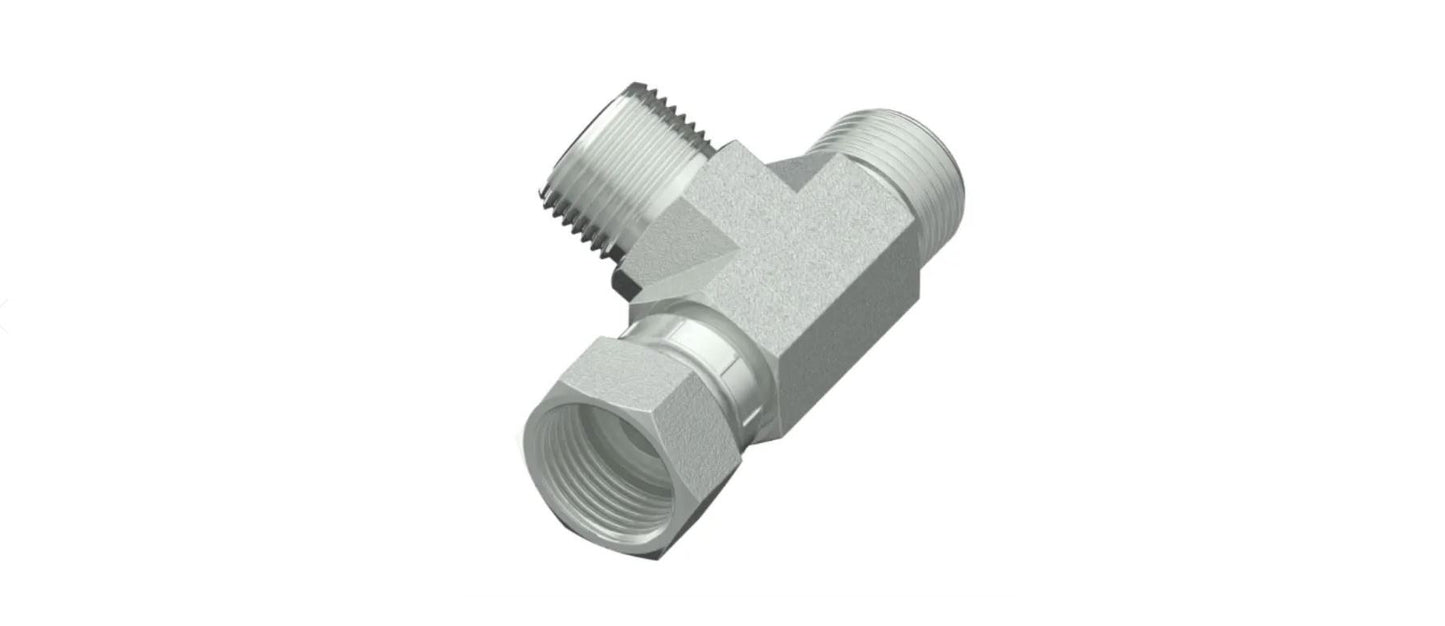 FF-6602 Flat Face Male Oring - Female Oring Swivel - Male Oring Tee