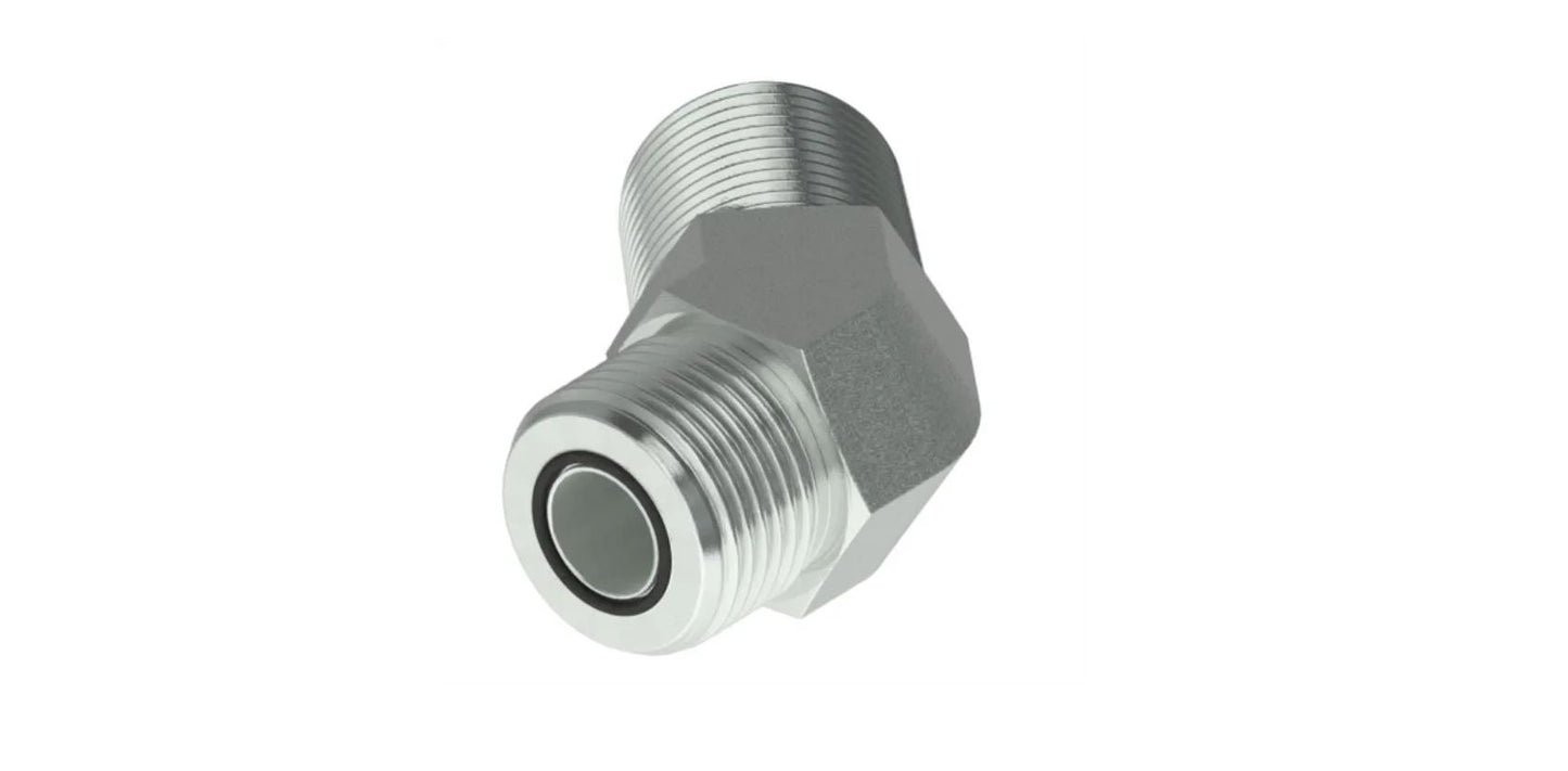 FF-2503 Flat Face Male Oring - Male Pipe Elbow 45 Degree