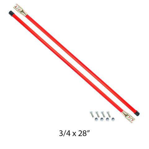 3/4 X 28 INCH FLUORESCENT ORANGE BOLT-ON BUMPER MARKER SIGHT RODS WITH HARDWARE REPLACES SAM PLOW PARTS 1308105